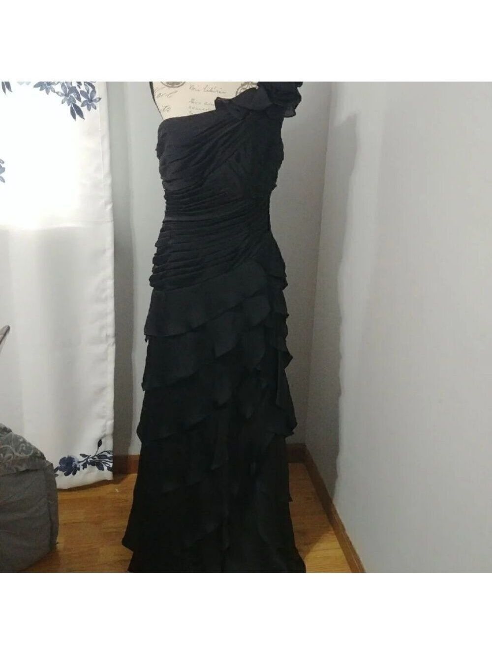 NWT Jade black one shoulder chiffon special occasion 10